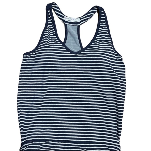 Athleta Ember Pima Cotton Striped Ruched Dress Sz MT(Medium Tall) - Picture 3 of 16